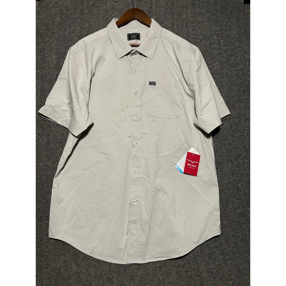Kimes Ranch Linville Button Up Shirt Silver white Men's XL New short sleeve